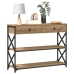 Mesa Consola  de Roble Artesanal 100x28x75 cm Madera Ingenierizada y Acero