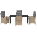 Juego de Comedor de Jardín de 5 Piezas con Cojines Beige Poliratán