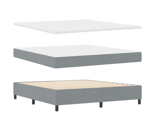 Cama de muelles  con colchón y banco gris claro 180x200 cm tela