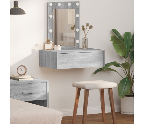 Mesa de tocador colgante  con luces LED Gris Sonoma