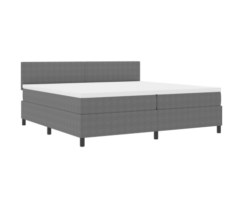 Cama Base con Muelles  con Colchón & LED Gris Claro 200x200 cm Tela de Corduroy