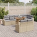 Juego de comedor de jardín de 9 piezas con cojines Beige Poliratán Acacia