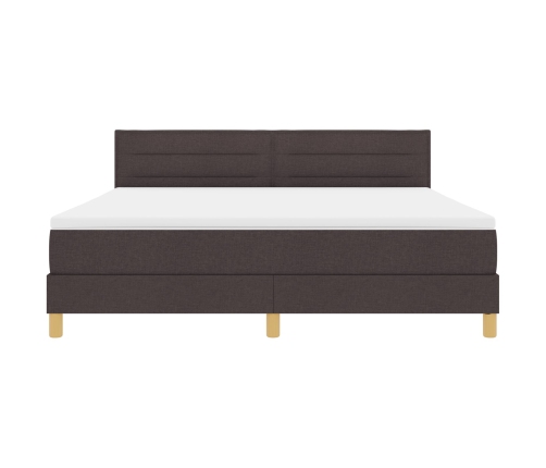 Cama con Base de Muelles  con Colchón Marrón Oscuro 180x200 cm Tela