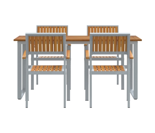 Conjunto de Comedor de Jardín  5 Piezas Tono Gris y Madera