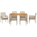 Conjunto de Comedor de Jardín  de 7 Piezas con Cojines Beige de Ratán Polipropileno