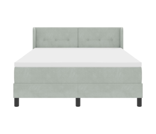 Cama con base de resortes y colchón gris claro 140x190 cm terciopelo