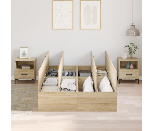 Estructura de Cama con Almacenamiento  Sonoma Roble 120x200 cm