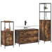 Conjunto de muebles de baño de 3 piezas en roble ahumado y madera elaborada