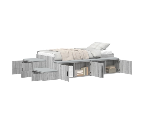 Estructura de Cama de Almacenamiento Gris Sonoma Madera 75 x 190 cm