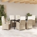 Juego de Comedor de Jardín  de 7 Piezas con Cojines Beige de Ratán Poli