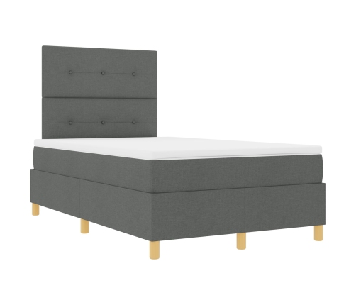 Cama con Base de Resortes  y Colchón Gris Oscuro 120x200 cm Tela