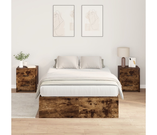 Estructura de Cama de Almacenamiento  de Roble Ahumado 120x200 cm