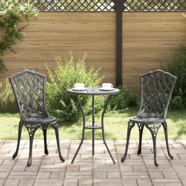 Set de Bistro de Jardín de 3 Piezas  en Negro de Aluminio Fundido
