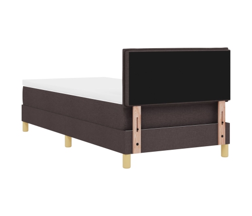 Cama con somier  con colchón marrón oscuro 100x200 cm Tela