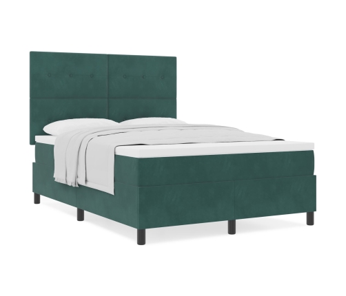 Cama Box Spring  con Colchón Verde Oscuro 160x200 cm Terciopelo
