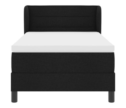 Cama Box Spring de  con Colchón Negro 100x200 cm de Tela