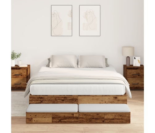 Estructura de cama de almacenamiento Madera antigua Madera elaborada