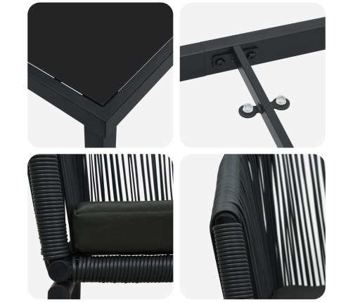 Set de comedor de jardín  de 9 piezas negro de poliratán