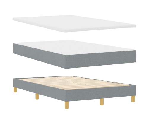 Cama Box Spring con Colchón y Luz LED Gris Claro 120x200 cm Tela