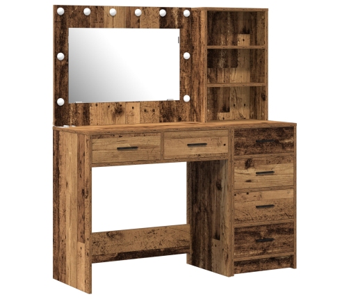 Conjunto de Mesa de Tocador  de 2 Piezas con LED y Madera Vieja Ingenierizada