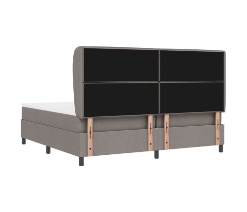Cama con somier  y colchón taupe 200x200 cm en tela