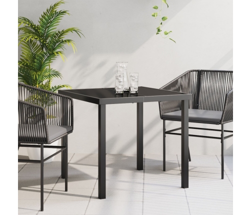 Mesa de Jardín  Negra 80x80x73 cm de Vidrio Templado