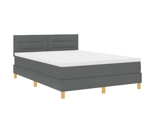 Cama Box Spring  con colchón gris oscuro 160x200 cm tela