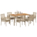 Conjunto de Comedor de Jardín  de 7 Piezas con Cojines Beige de Ratán Polipropileno