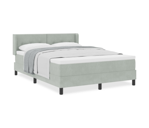 Cama con base de resortes y colchón gris claro 140x190 cm terciopelo