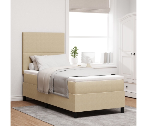 Cama con Box Spring  con Colchón Verde Claro Gris 100x200 cm Tela de Pana