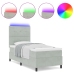 Cama Box Spring  con Colchón y Luz LED Gris Claro 90x200 cm Terciopelo