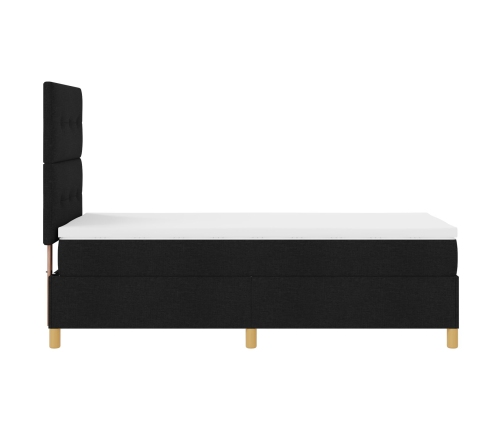 Estructura de Cama con Colchón Negro Tela 90 x 200 cm