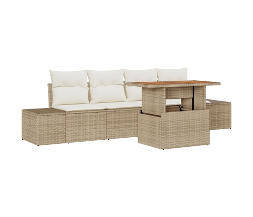 Set de sofá de jardín  Set de 5 Beige Ratán Muebles de exterior