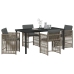 Conjunto de Comedor de Jardín de 5 Piezas con Cojines Gris de Poliratán