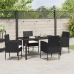 Juego de Comedor de Jardín de 5 Piezas con Cojines Ratán Poliéster Negro