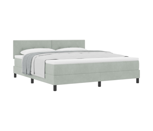 Cama con somier y colchón  Gris Claro Super King Terciopelo