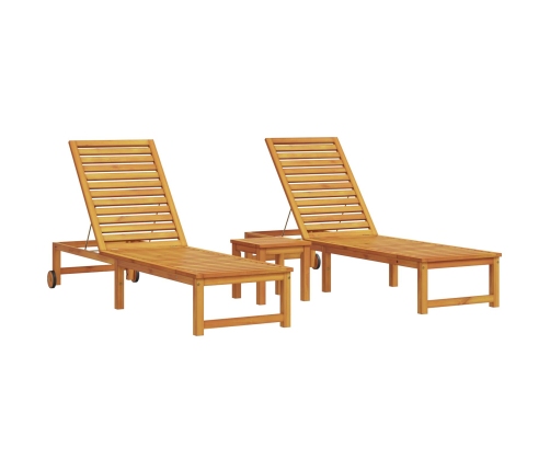 Tumbona  con mesa de madera de acacia, Tumbona  de madera de acacia