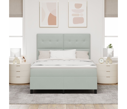 Cama con somier box spring y colchón  Gris Claro 140x200 cm Terciopelo