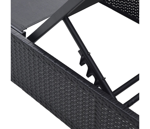 Tumbona  Negra 60x200x27 cm de Ratán Sintético