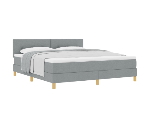 Cama de Somier con Colchón Gris Claro 180x200 cm Tela