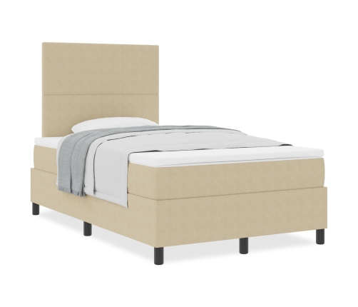 Cama con Base Tapizada con Colchón Verde Claro Gris 120x200 cm Tela de Terciopelo