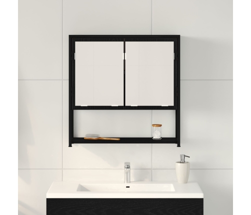 Espejo-Cabinet para Baño Roble Negro 60x16x60 cm Madera de ingeniería