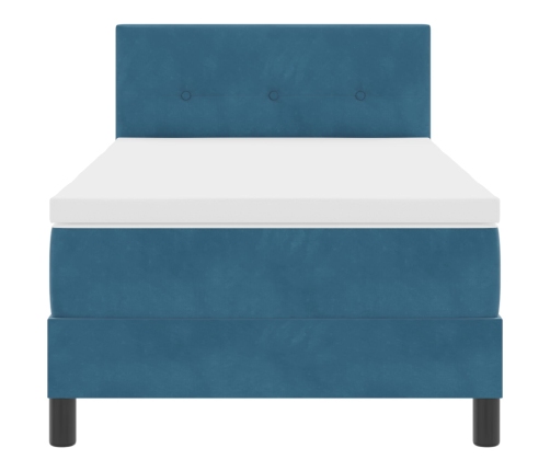 Cama con Somier  con Colchón Azul Oscuro 100x200 cm Terciopelo