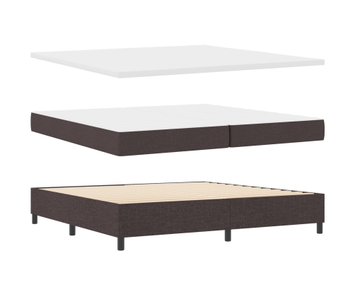 Cama con Base de Resortes con Colchón & Banco Marrón Oscuro 200x200 cm Tela