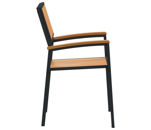 Sillas de Jardín Apilables 8 pcs Acero Negro y Madera Acacia Sólida