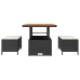 Conjunto de Comedor de Jardín de 3 Piezas con Cojines VidaXL Ratán Poliéster Acacia Negro