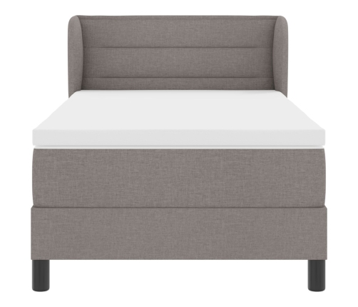 Cama con somier y colchón  en taupe 90x190 cm de tela