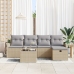 Conjunto de Sofás de Jardín  de 6 Piezas con Cojines Beige de Rattan de Polietileno