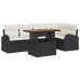 Conjunto de Comedor de Jardín de 6 Piezas con Cojines Negro Poliratán Acacia