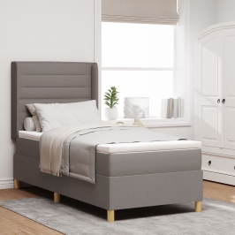 Cama con somier  y colchón Taupe 100x200 cm Tela